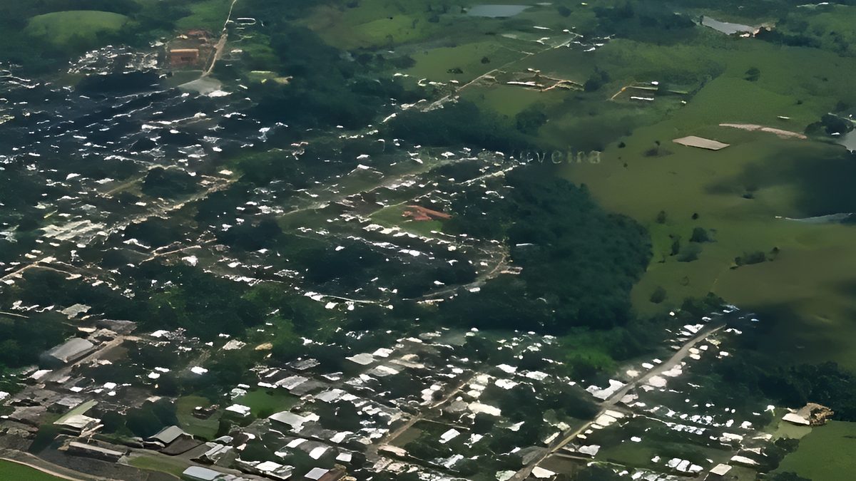Vista aérea da cidade de Guajará, no interior do Amazonas